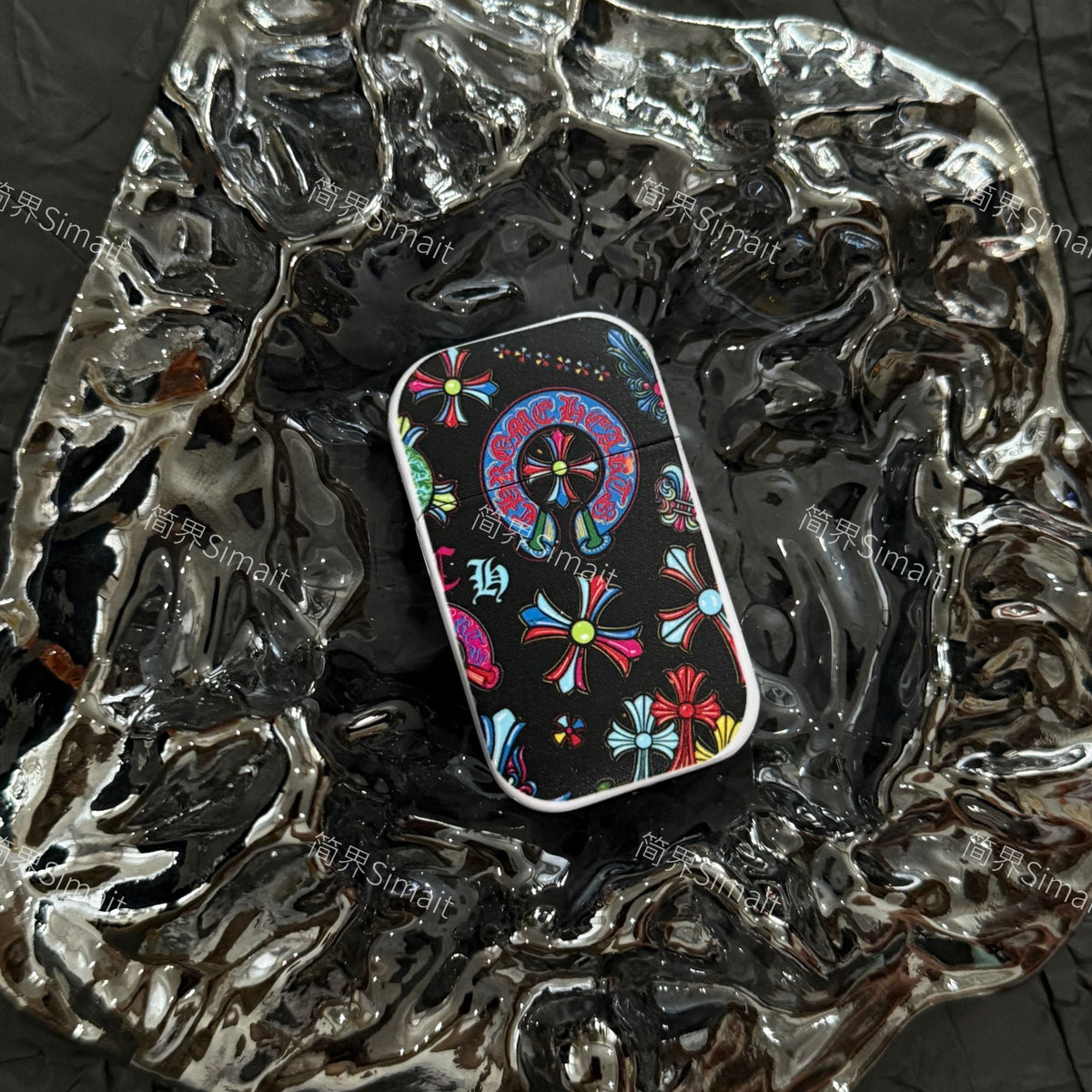 Chrome Hearts Windproof Lighter with Colorful Graffiti Art