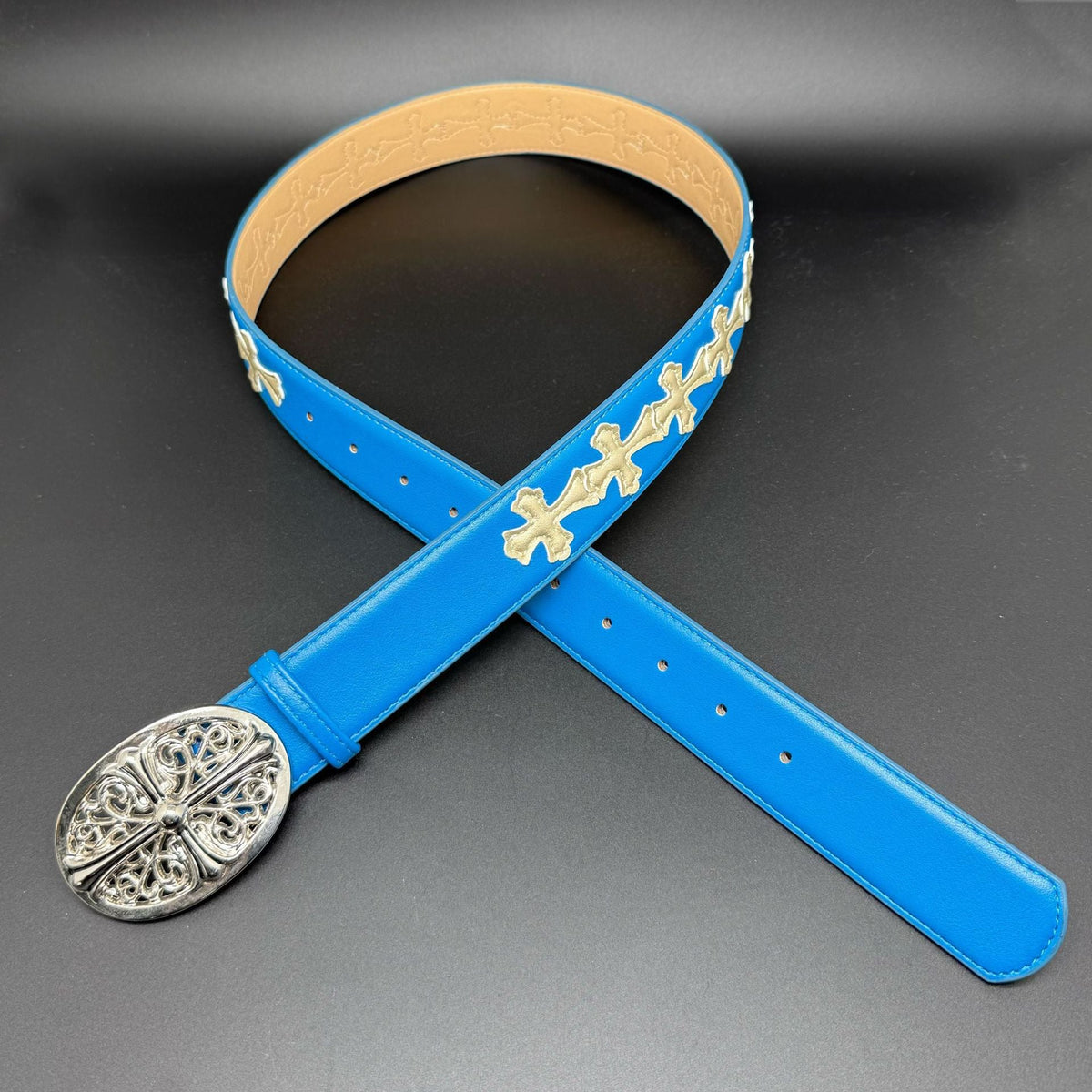 Chrome Hearts Cross-Motif Classic Leather Belt