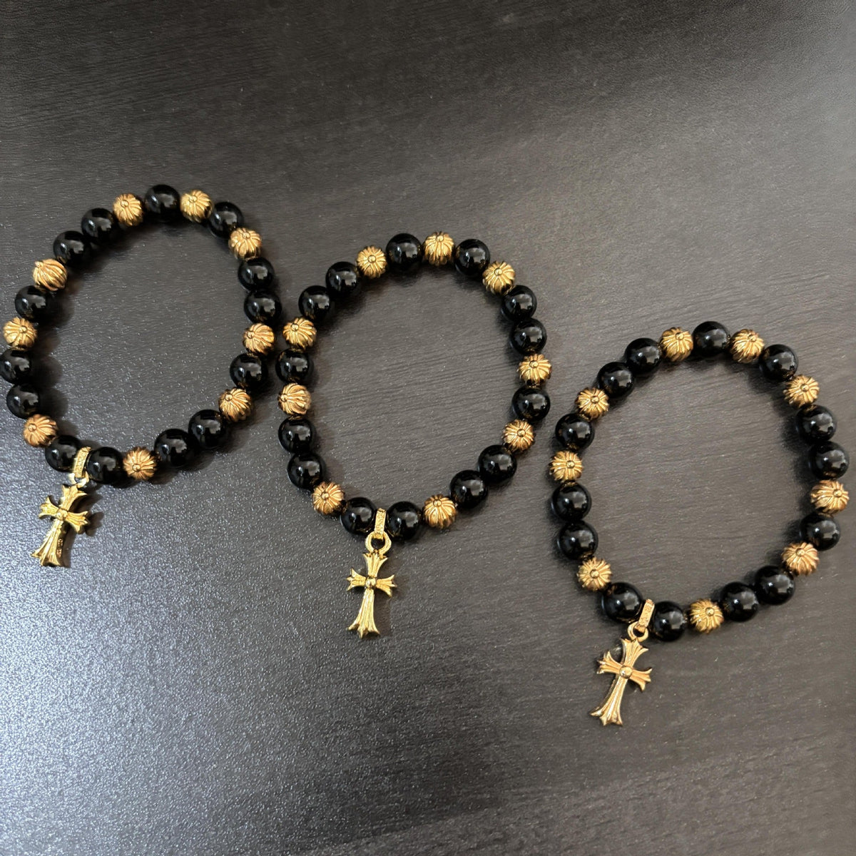 Chrome Hearts Gold Diamond Cross Bracelet