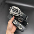 Chrome Hearts Silver Lips Distressed Belt