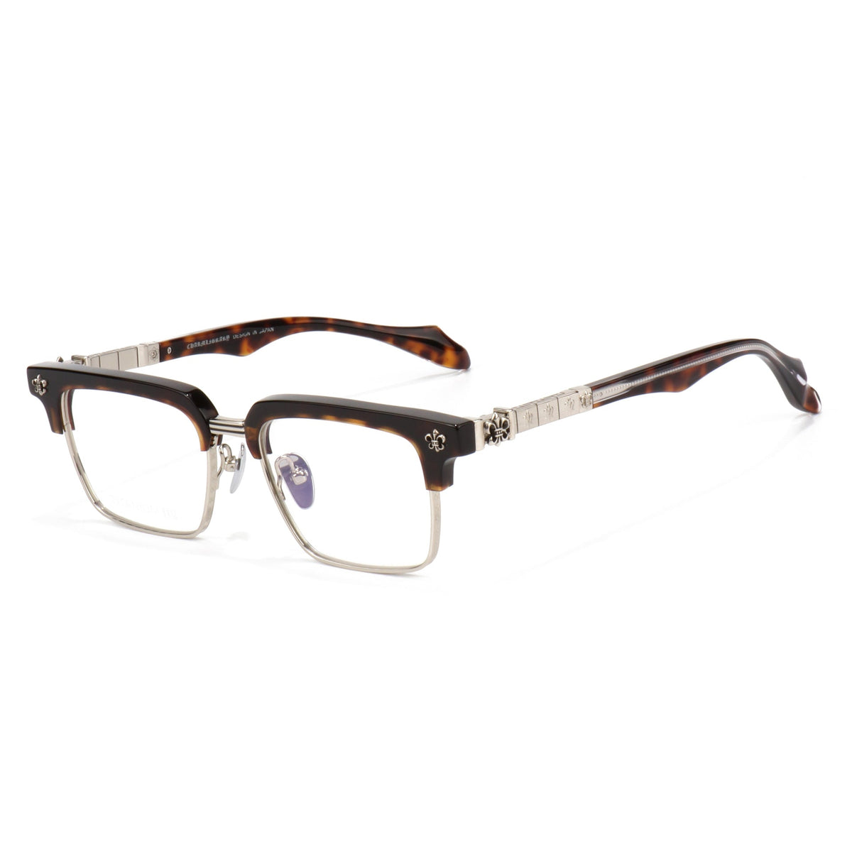 Chrome Hearts half-rimmed accordion temple glasses