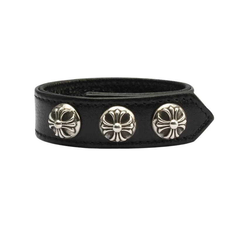 Chrome Hearts S925 sterling silver leather bracelet