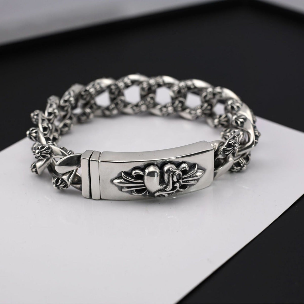 Chrome Hearts punk peach heart cross flower bracelet