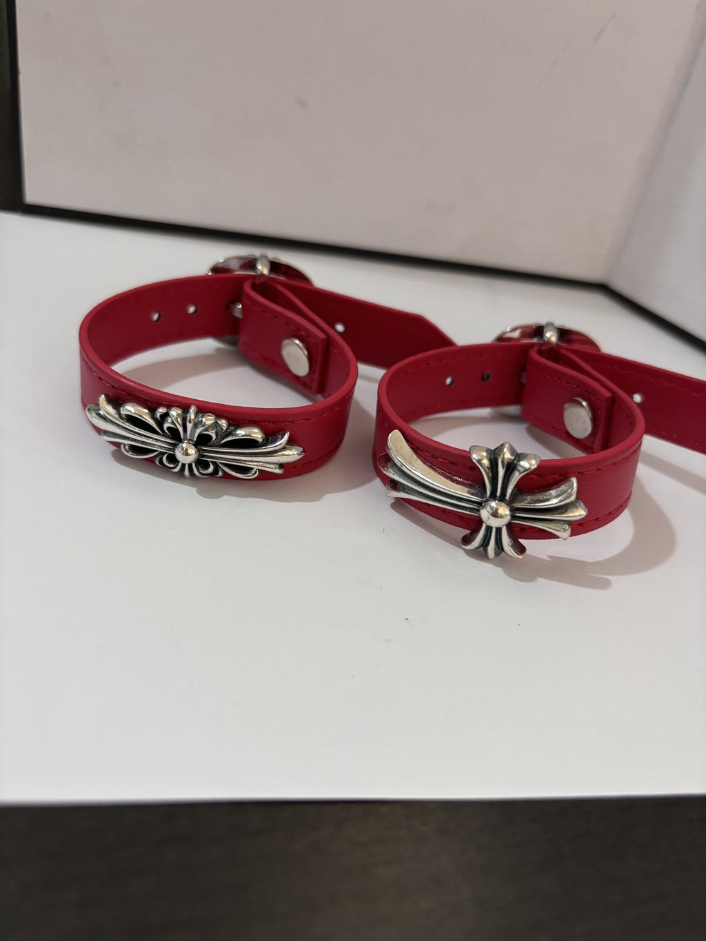 Chrome Hearts Cross, Anchor and Hexagram Leather Bracelet