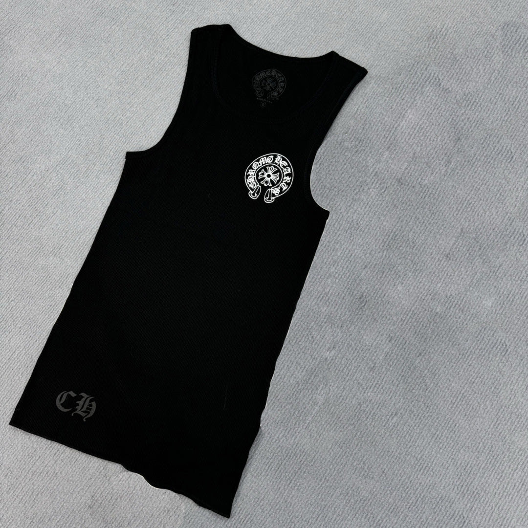 Chrome Hearts T-shaped printed black and white vest skirt