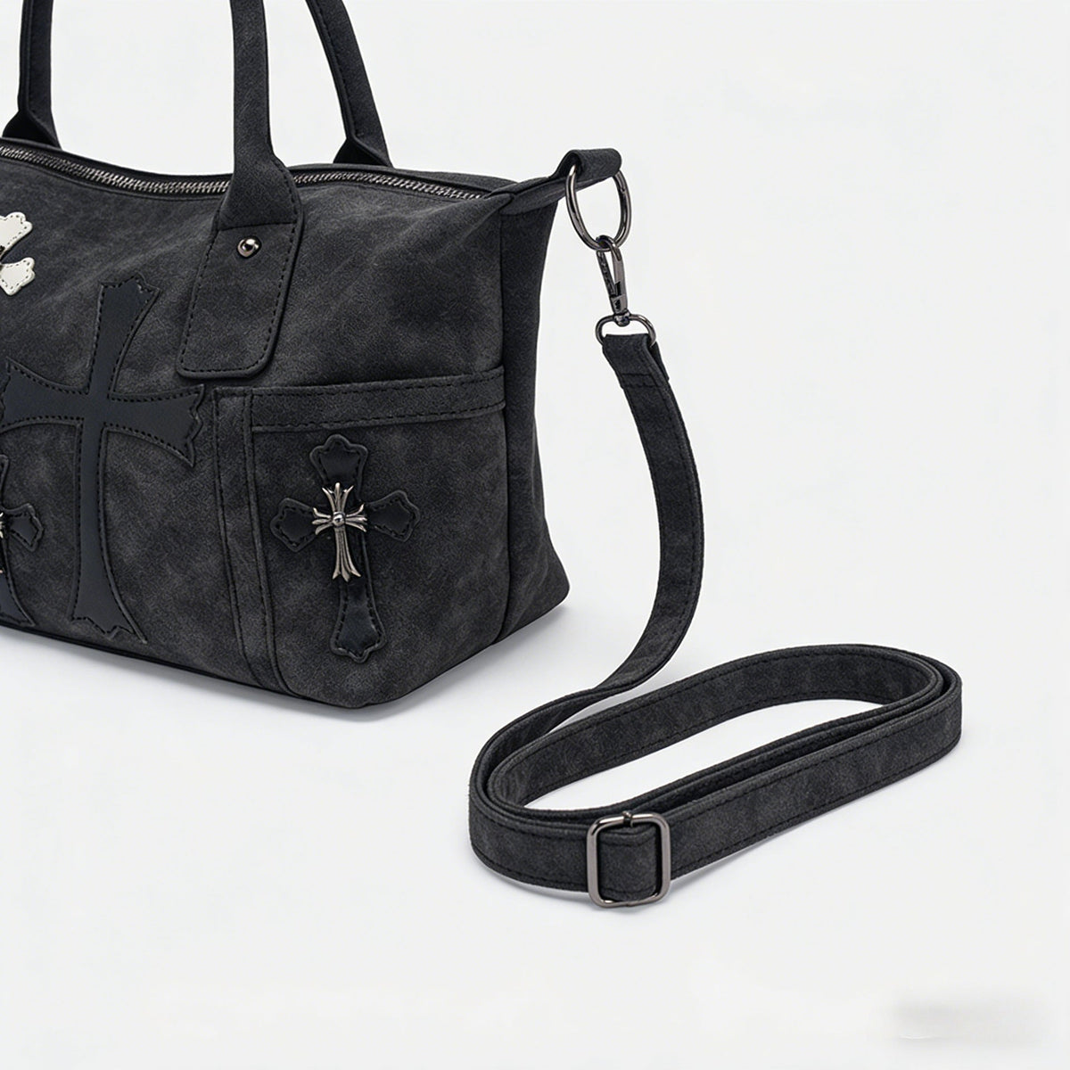 Chrome Hearts Black and White Patchwork Travel Bag
