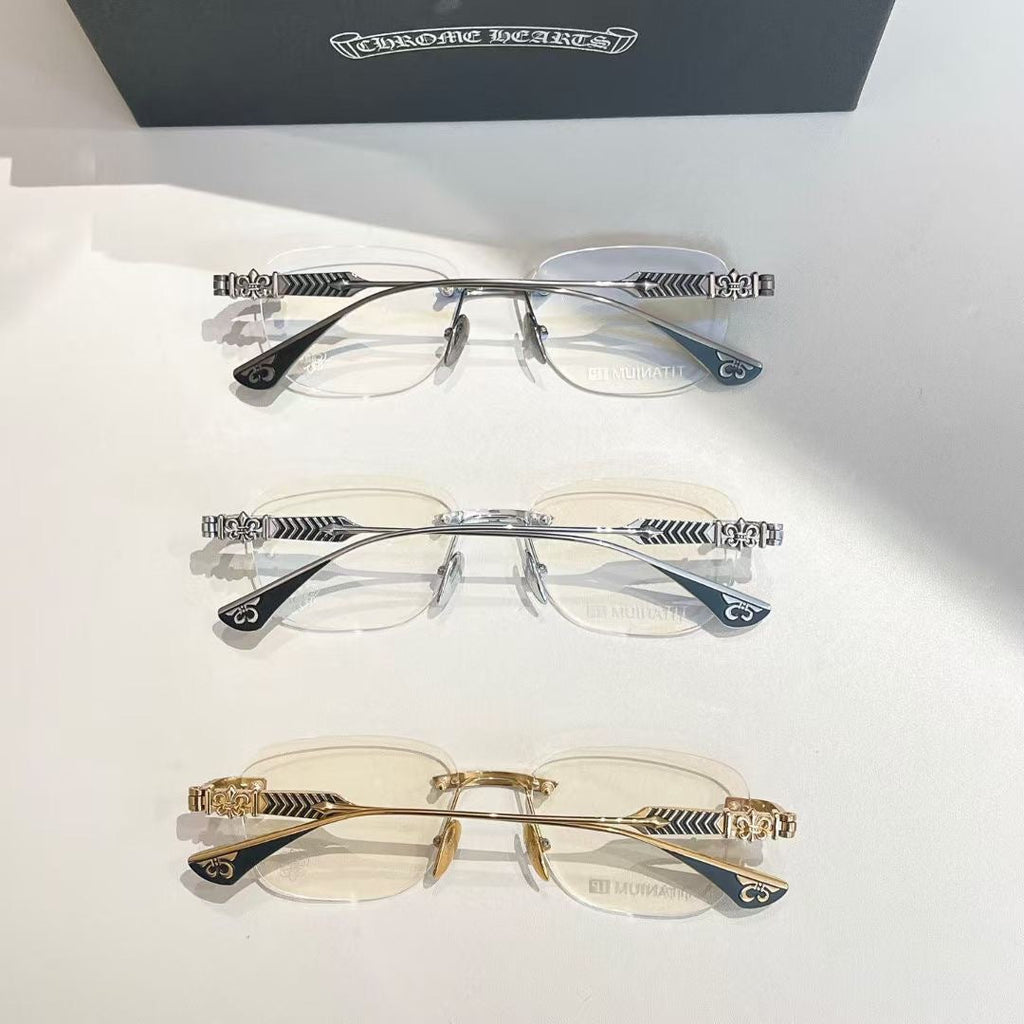 Chrome Hearts rimless oval frame glasses
