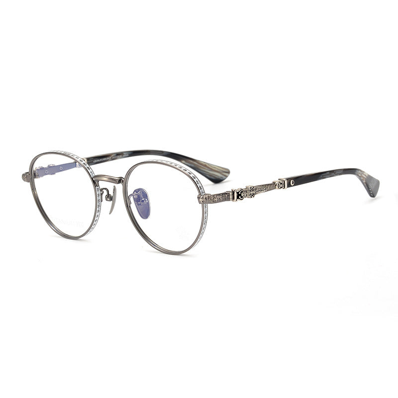 Chrome Hearts craftsmanship carved round frame glasses