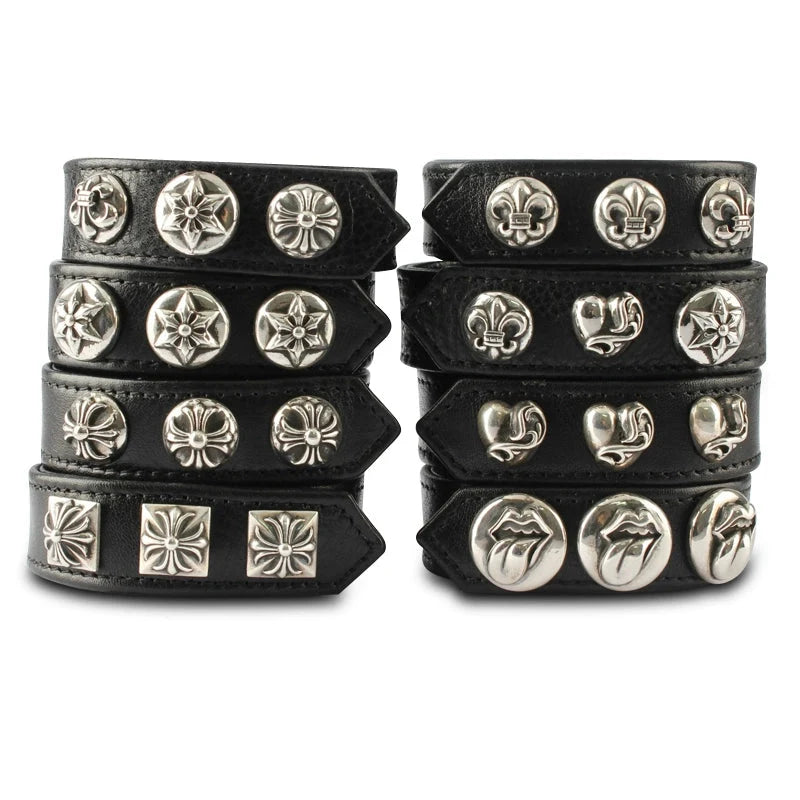 Chrome Hearts S925 sterling silver leather bracelet