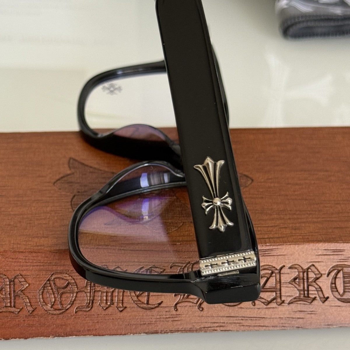 Chrome Hearts BOFFICER square frame glasses with cross pattern