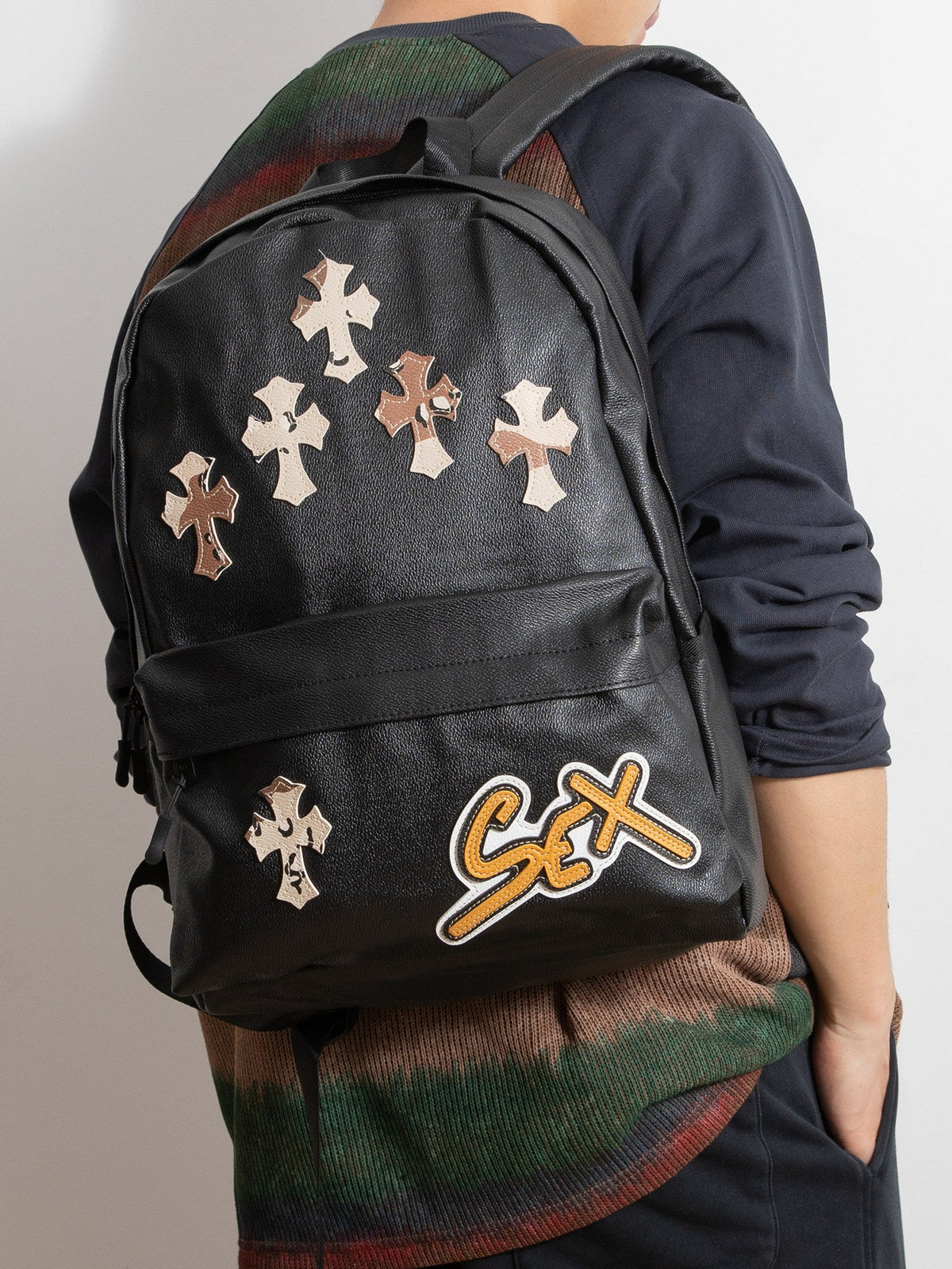 Chrome Hearts Cross Large Capacity PU Leather Backpack